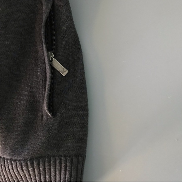 Eddie Bauer Zip Front Heavy Chunky Long Sleeve Sweater Cardigan L Grey Preppy - Picture 5 of 8